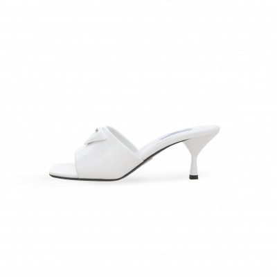 PRADA WOMENS WHITE LOGO MULES 1XX590 